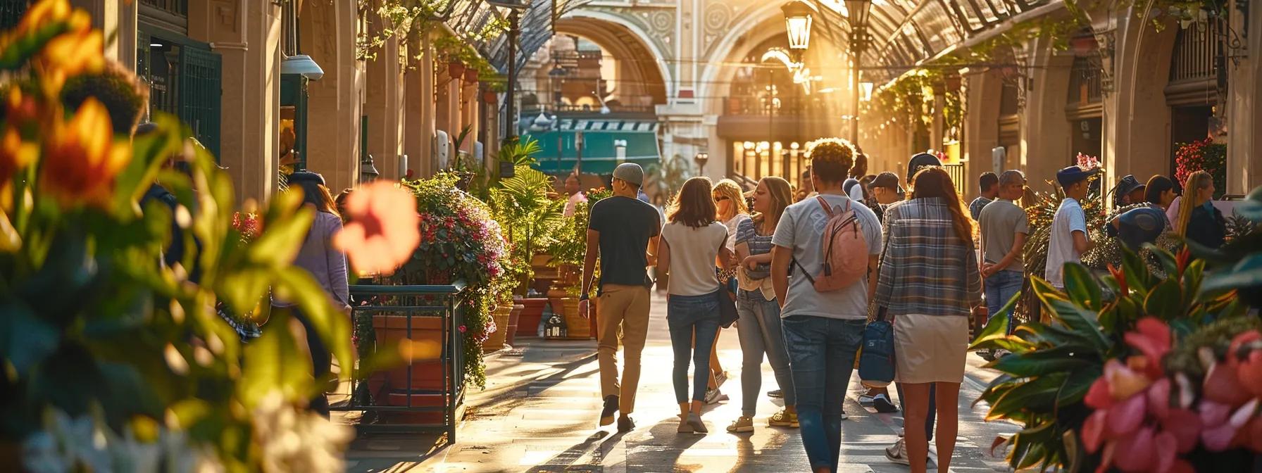 a vibrant sunlit plaza filled with diverse travelers immersed in lively conversation, surrounded by stunning architecture and blooming flowers, encapsulating the joy of exploration.